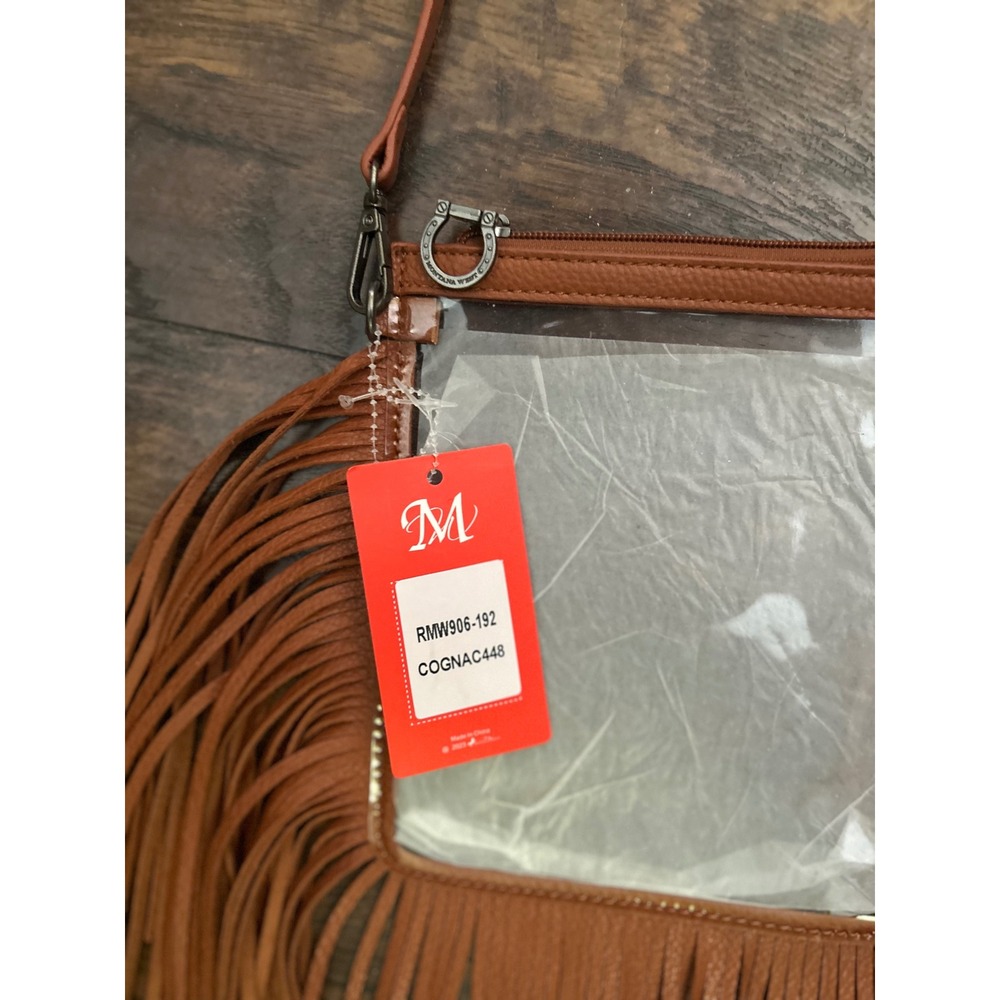 Montana West Clear Crossbody Bag Women Small Cognac Fringe Western Stadium Bag - Picture 3 of 7